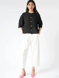 Neirami - Pleated Trouser in Rice (White)