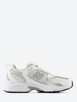 New Balance - 530 in White with Silver Metallic and Ice Wine