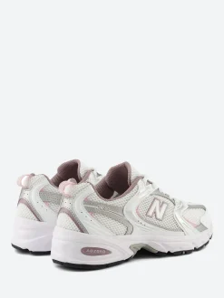 New Balance - 530 in White with Silver Metallic and Ice Wine
