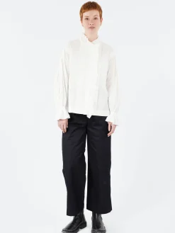 Nigel Cabourn - Gathered Collar Blouse in White