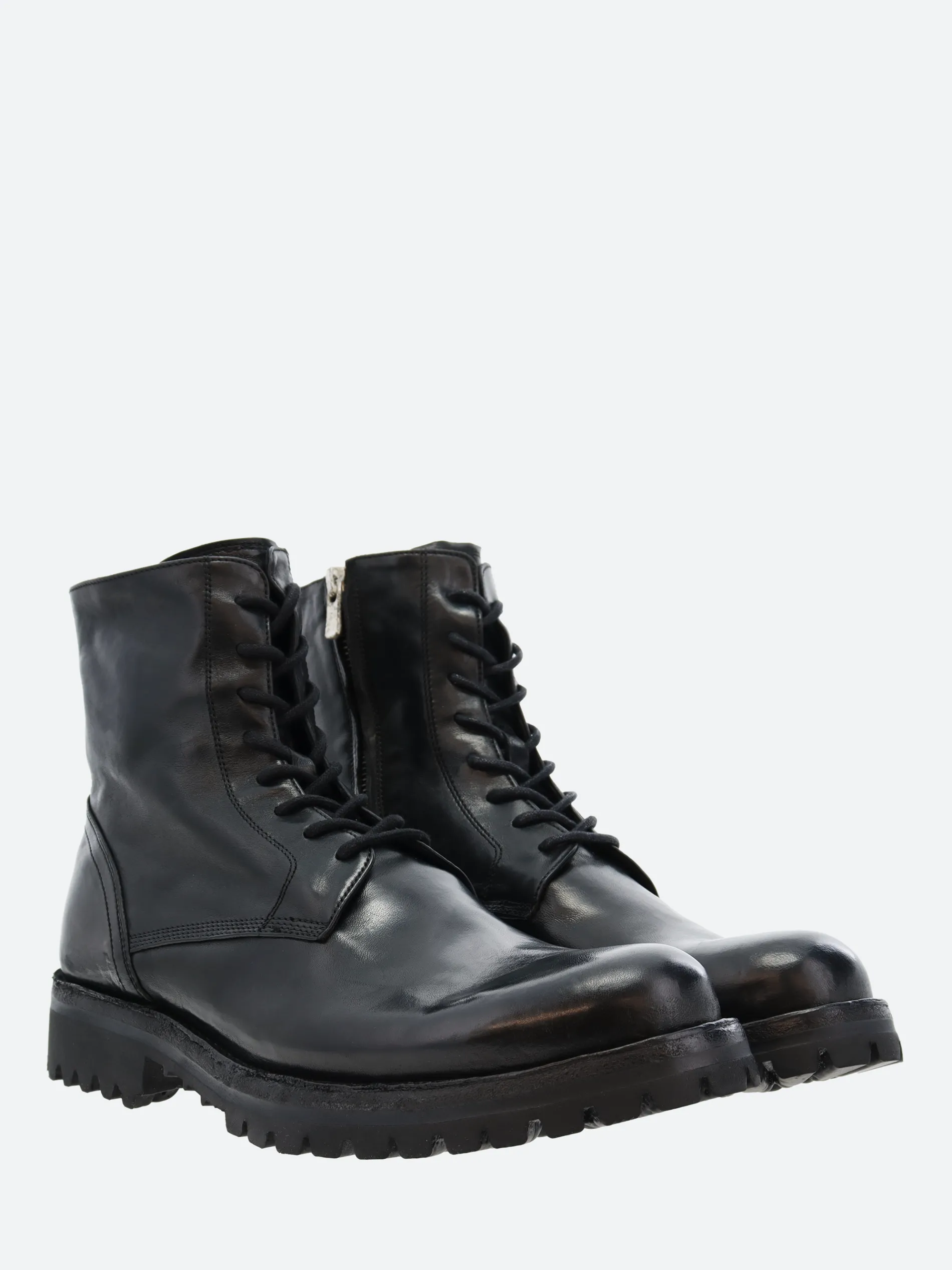 Officine Creative - Ikonic 001 Lace Up Boots in Nero Novak