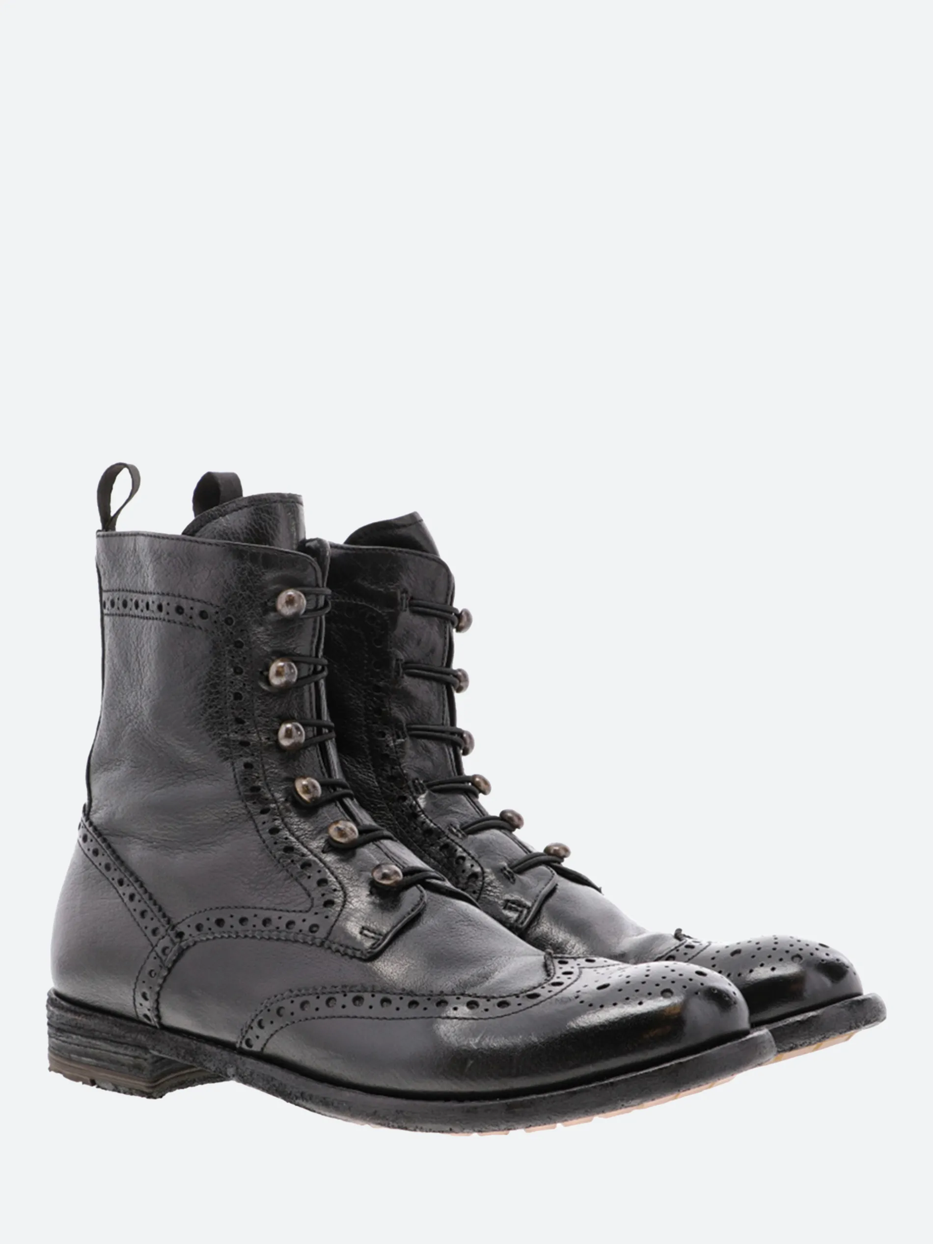 Officine Creative - Lexikon 131 Brogue Ankle Boots in Nero Ignis