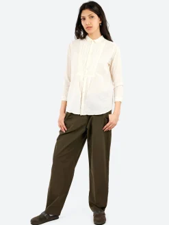 Pas de Calais - Random Pintuck Blouse in Natural