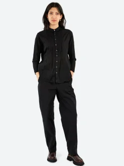 Pas de Calais - Random Pintuck Blouse in Black