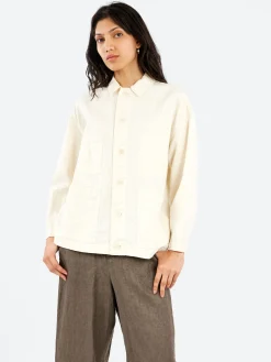 Pas de Calais - Satin Coverall Jacket in Ivory