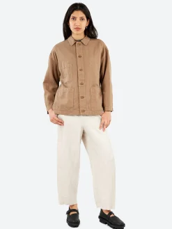 Pas de Calais - Satin Coverall Jacket in Beige