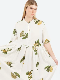 Pas de Calais - Summer Botanical Print Dress in Ivory