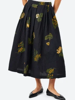 Pas de Calais - Summer Botanical Skirt in Black