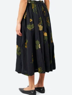 Pas de Calais - Summer Botanical Skirt in Black