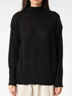 Pas de Calais - Wool Gauze Jersey Pullover in Black