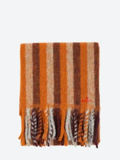 Paul Smith - Logo Embroidered Stiped Scarf in Orange