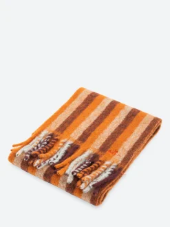 Paul Smith - Logo Embroidered Stiped Scarf in Orange