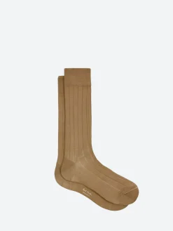 Paul Smith - Mercerised Cotton-Blend Ribbed Socks in Brown
