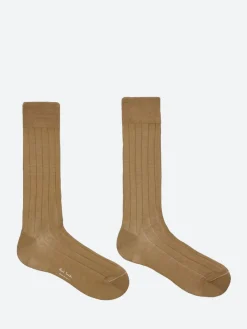 Paul Smith - Mercerised Cotton-Blend Ribbed Socks in Brown