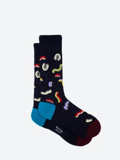 Paul Smith - Squiggle Print Socks in Navy