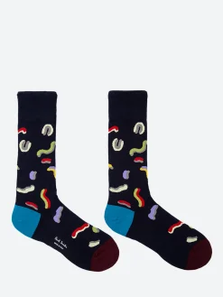 Paul Smith - Squiggle Print Socks in Navy