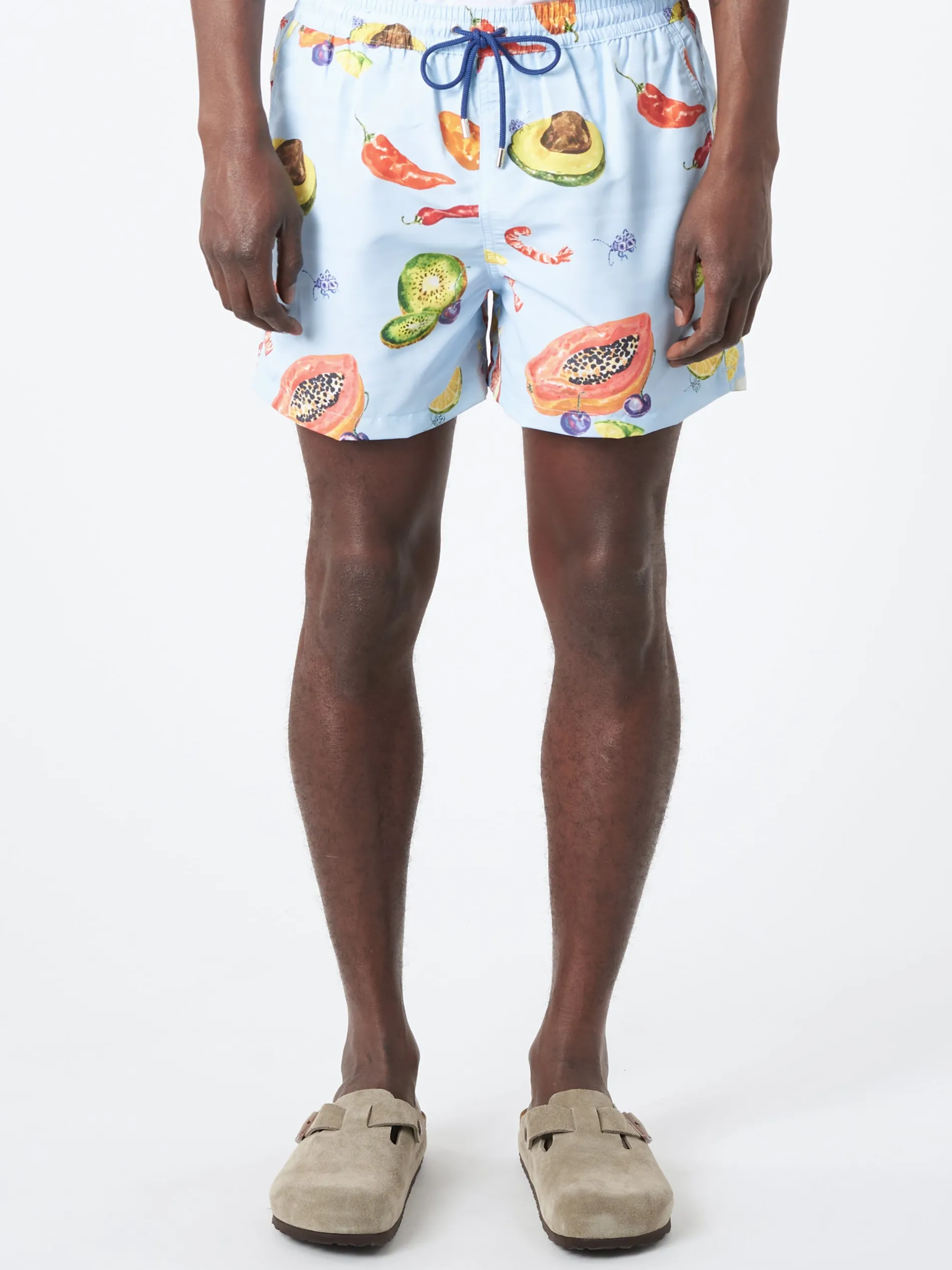 Paul Smith - Tropical Fruit Print Long Swim Shorts in Blues