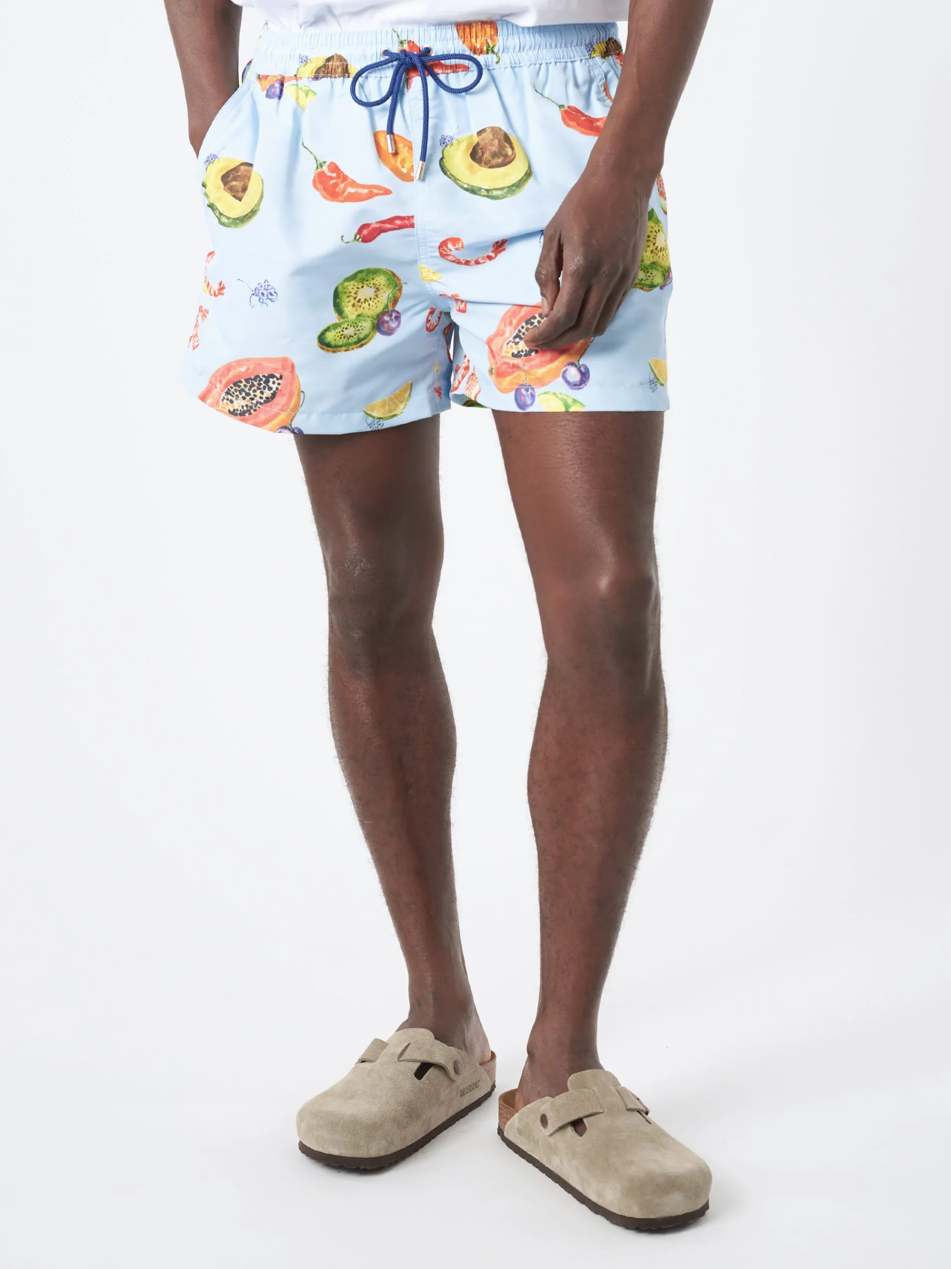 Paul Smith - Tropical Fruit Print Long Swim Shorts in Blues