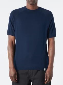 Peregrine - Knitted T-Shirt in Navy