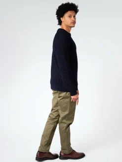 Peregrine - Waffle Crew Neck Jumper in Navy