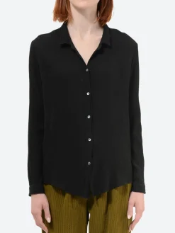 Pomandere - 9386 Crepe Shirt in Black