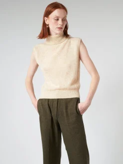 Pomandere - Knitted Vest with High Collar in Butter