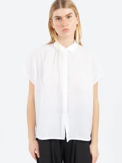 Pomandere - Short Sleeve Button-Up in Optical White