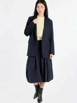 Pomandere - Single-Breasted Jacket in Night Blue Wool-Blend Flannel