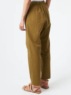 Pomandere - Trousers with Elastic Waist in Gold Khaki