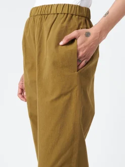 Pomandere - Trousers with Elastic Waist in Gold Khaki