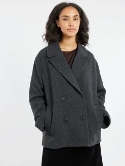 Pomandere - Wool-Blend Cloth Peacoat in Anthracite