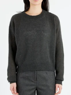 Pomandère - Alpaca Crewneck Sweater in Dark Brown