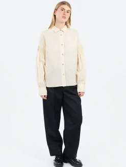 Pomandère - Embroidered Poplin Shirt in Wheat