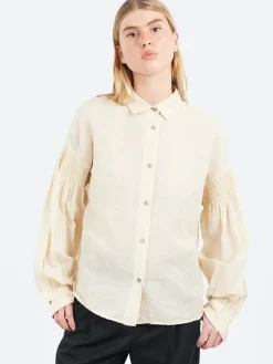 Pomandère - Embroidered Poplin Shirt in Wheat