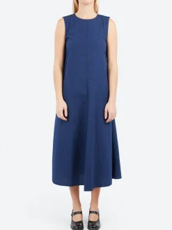 Pomandère - Sleeveless Poplin Dress in Night Blue