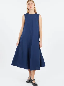 Pomandère - Sleeveless Poplin Dress in Night Blue