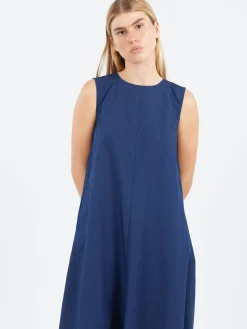 Pomandère - Sleeveless Poplin Dress in Night Blue