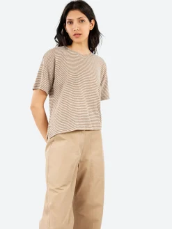 Pomandère - Striped Jersey T-Shirt in Hazelnut