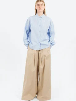 Pomandère - Striped Poplin Shirt in Turquoise