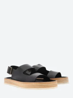 Punto Pigro - Alpha 3 Two Strap Sandal in Nero Vacchetta