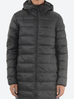 Quartz Co. - Livia Mid Lightweight Down Hooded Jacket in Black