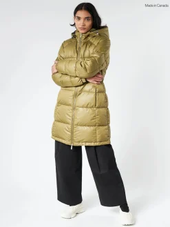 Quartz Co. - Lucia Hooded Down Puffer Jacket in Khaki