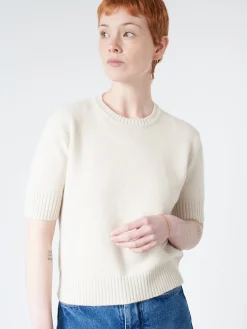 Roberto Collina - Crop Crewneck in Meringa (White)