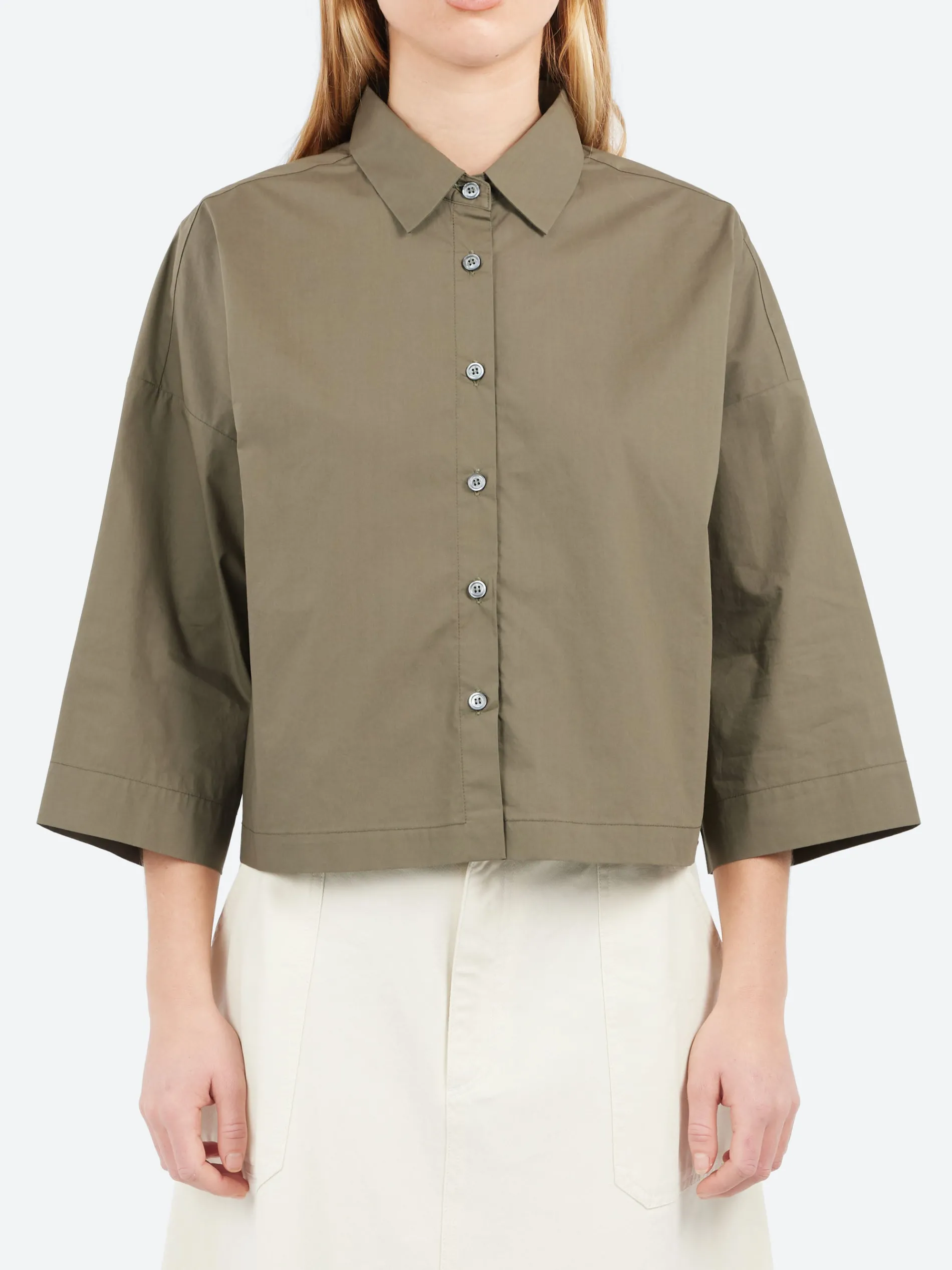 Roberto Collina - Cropped Shirt in Militare