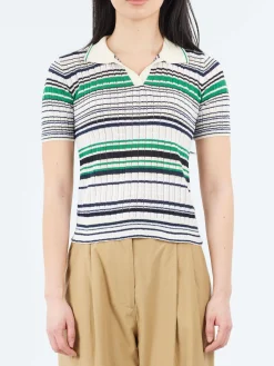 Roberto Collina - Multi-Striped Polo in Smeraldo