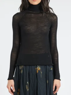 Roberto Collina - Semi Sheer Turtleneck in Nero