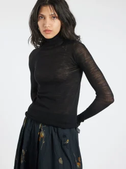 Roberto Collina - Semi Sheer Turtleneck in Nero