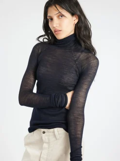 Roberto Collina - Semi Sheer Turtleneck in Navy