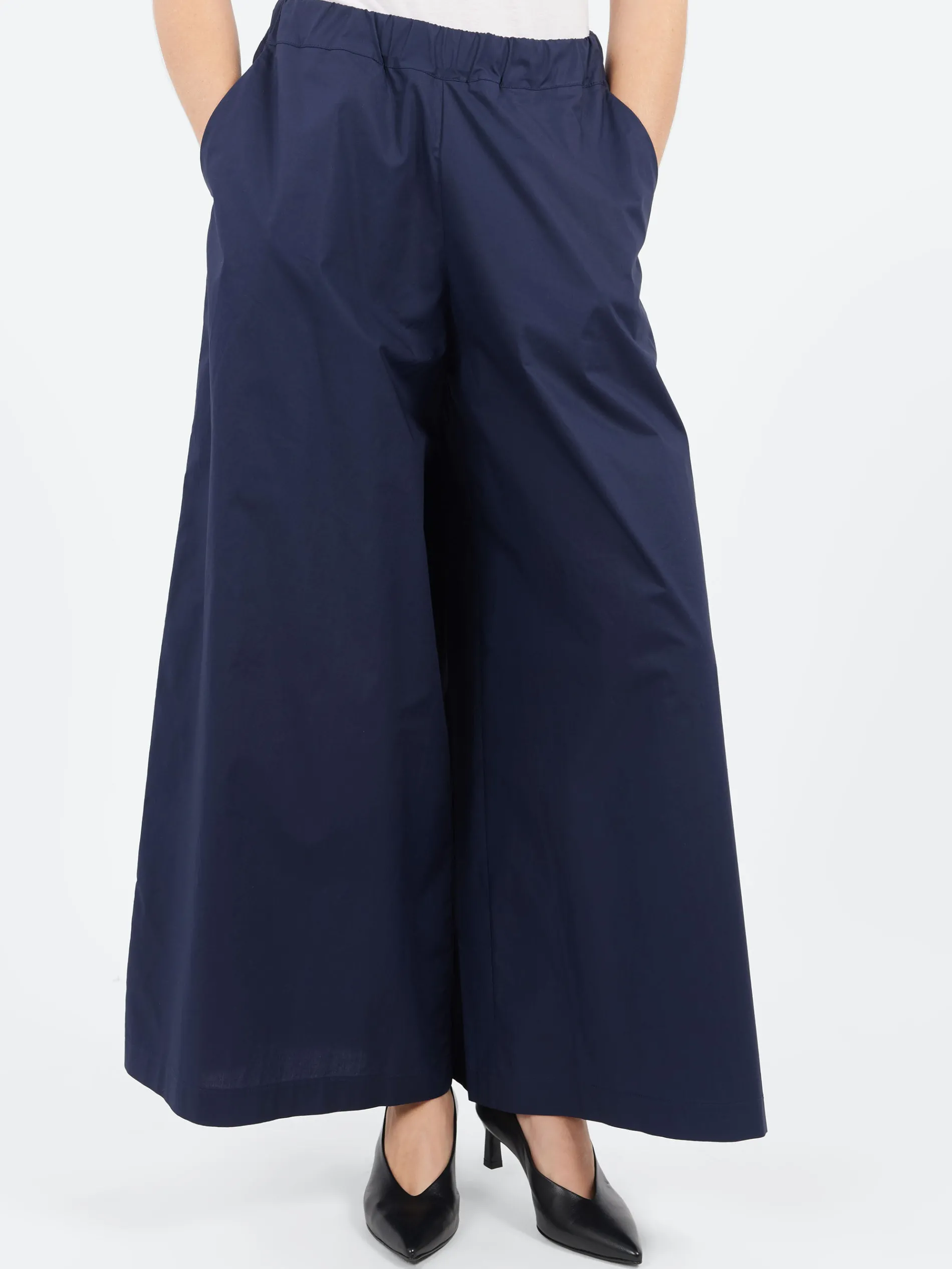 Roberto Collina - Wide Cropped Trousers in Navy