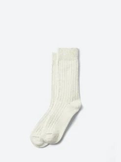 ROTOTO - Cotton Wool Ribbed Crew Socks in Ash Grey